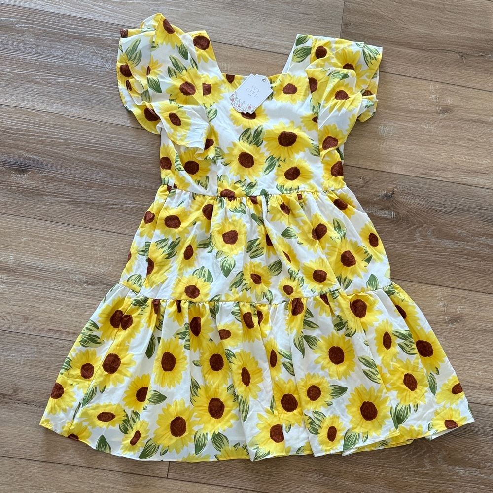 Ivy City Co Yellow Sunflower Print Sundress